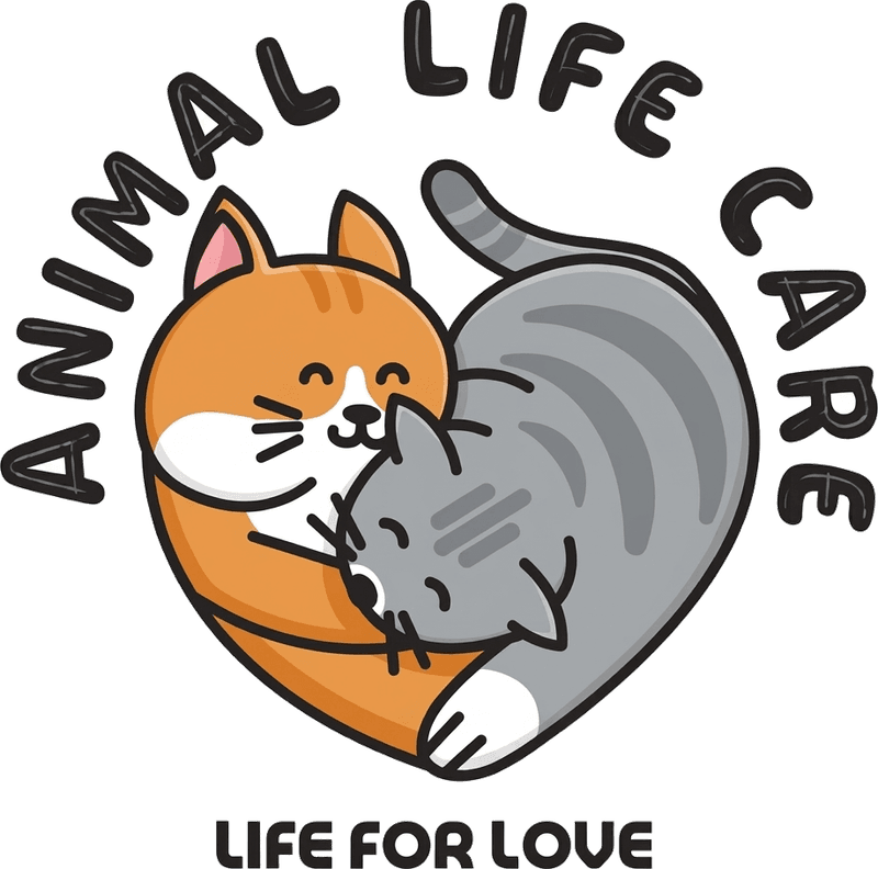 Logo Animal Life Care: dua kucing berpelukan membentuk hati